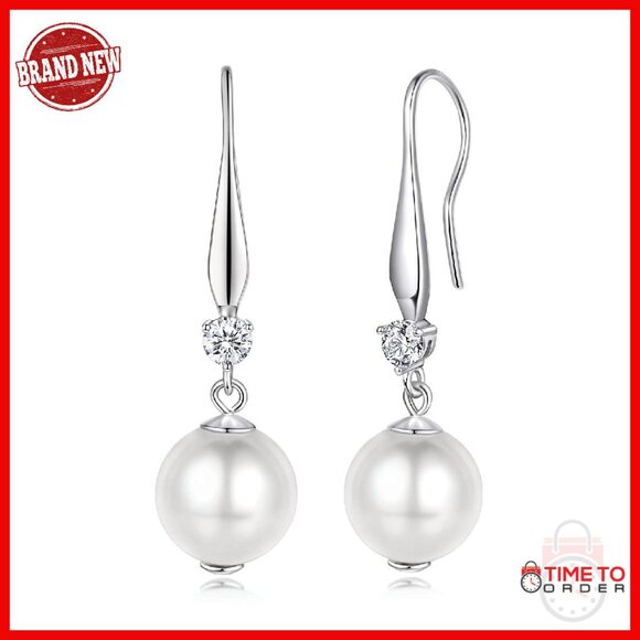 925 Sterling Silver Pearl Drop Earrings Hypoallergenic Infinity Design